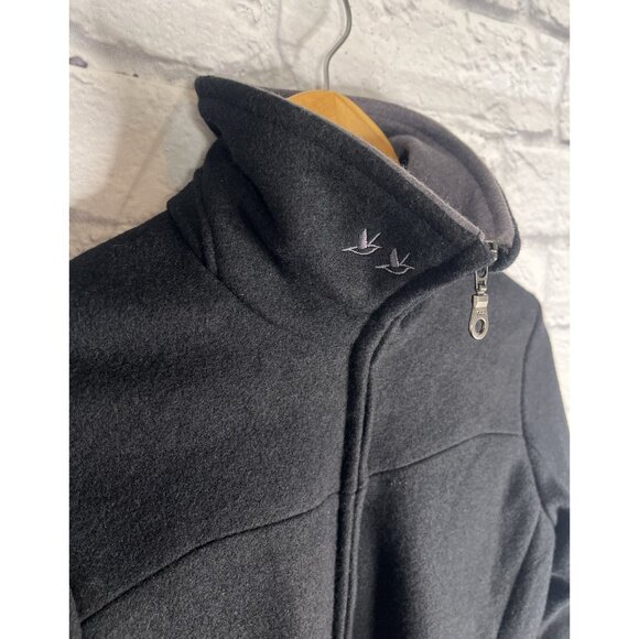 IBEX Women's Black Wool Embroidered Full Zip Coat XS - Picture 3 of 7